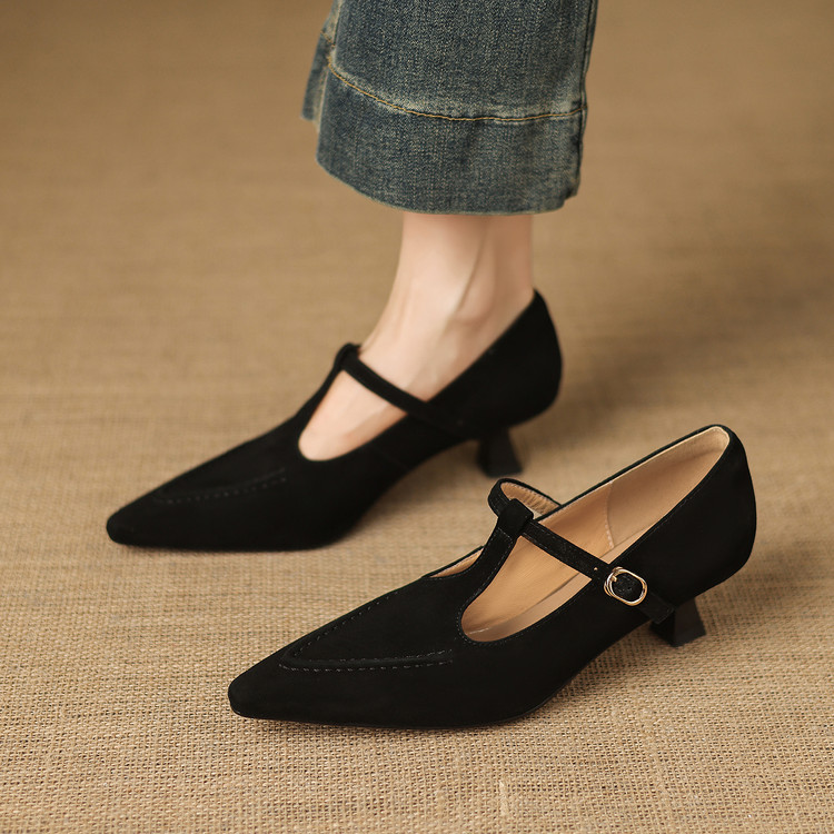 Deep Mouth Pointed Toe Mid Heel Pumps - Style e.html
