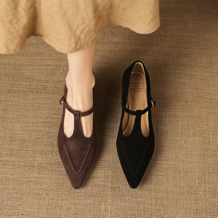 Deep Mouth Pointed Toe Mid Heel Pumps - Style e.html
