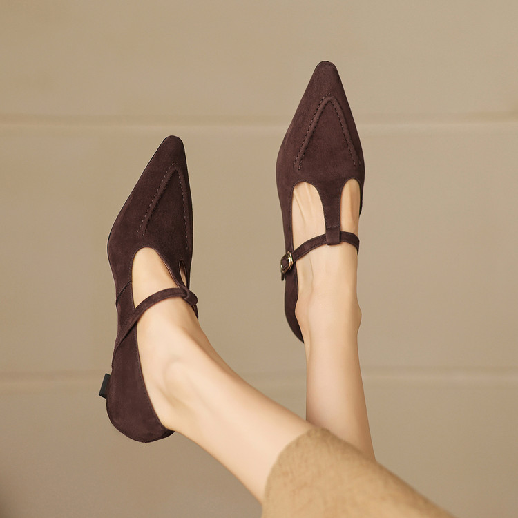 Deep Mouth Pointed Toe Mid Heel Pumps - Style e.html