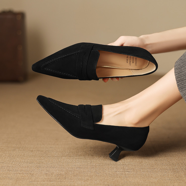 Deep Mouth Pointed Toe Mid Heel Pumps - Style k.html
