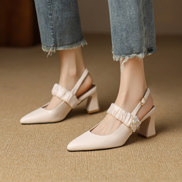 Elegant Closed Toe High Heel Sandals with Chunky Heel and Ankle Strap