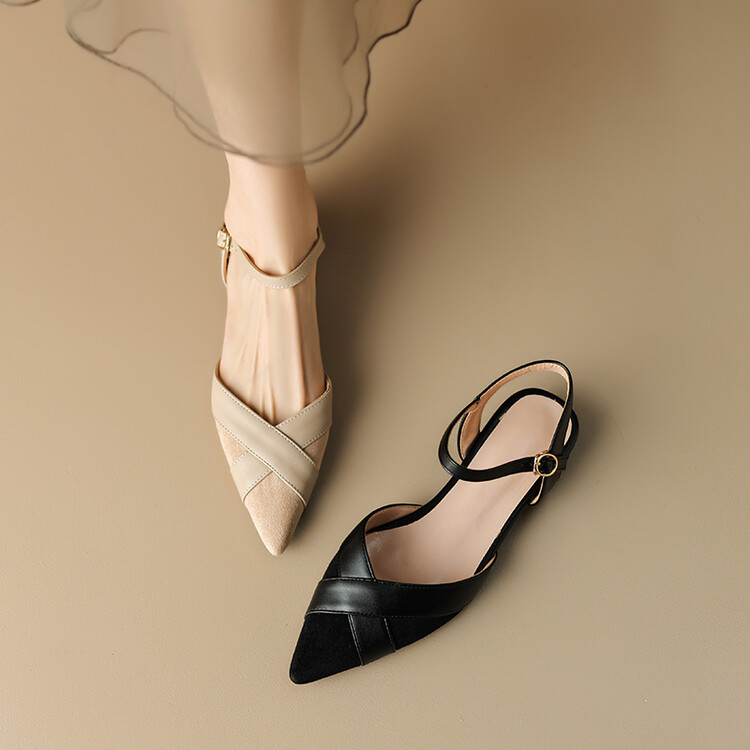 Sweet Closed Toe Flat Sandals Low Heel Color Block
