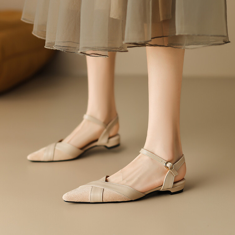 Sweet Closed Toe Flat Sandals Low Heel Color Block