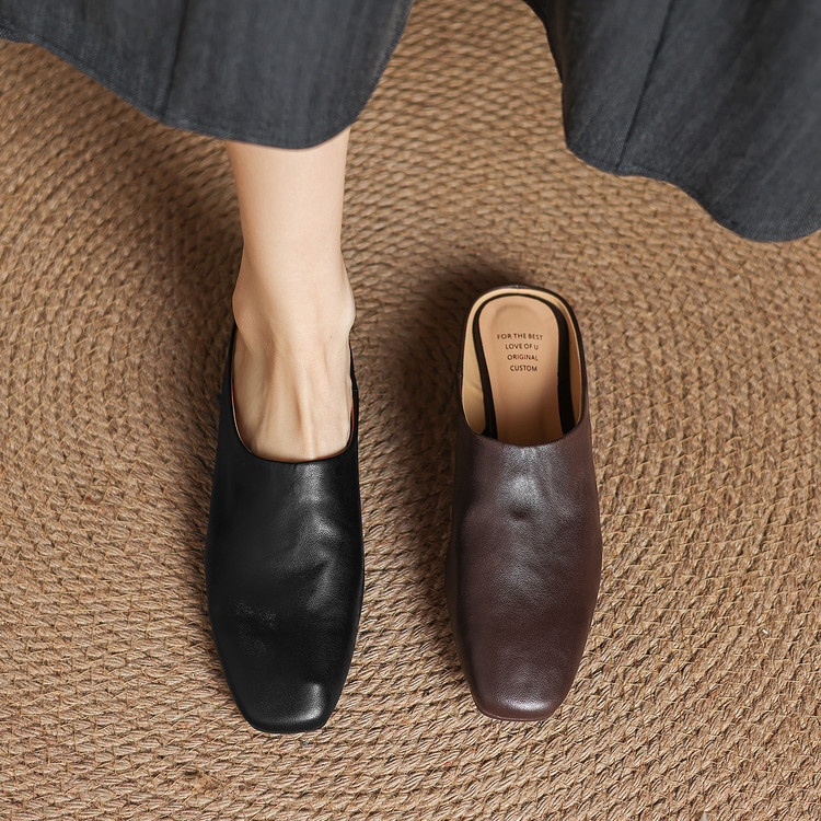 Women's Closed Toe Chunky Heel Slippers - Style a.html
