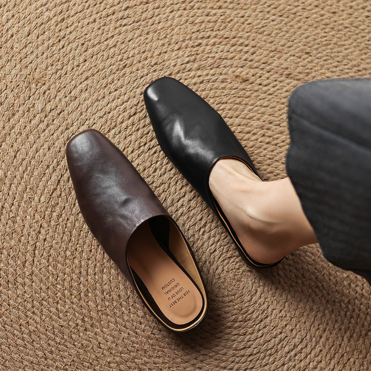 Women's Closed Toe Chunky Heel Slippers - Style a.html