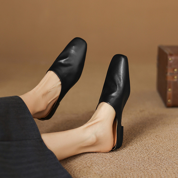 Women's Closed Toe Chunky Heel Slippers - Style a.html
