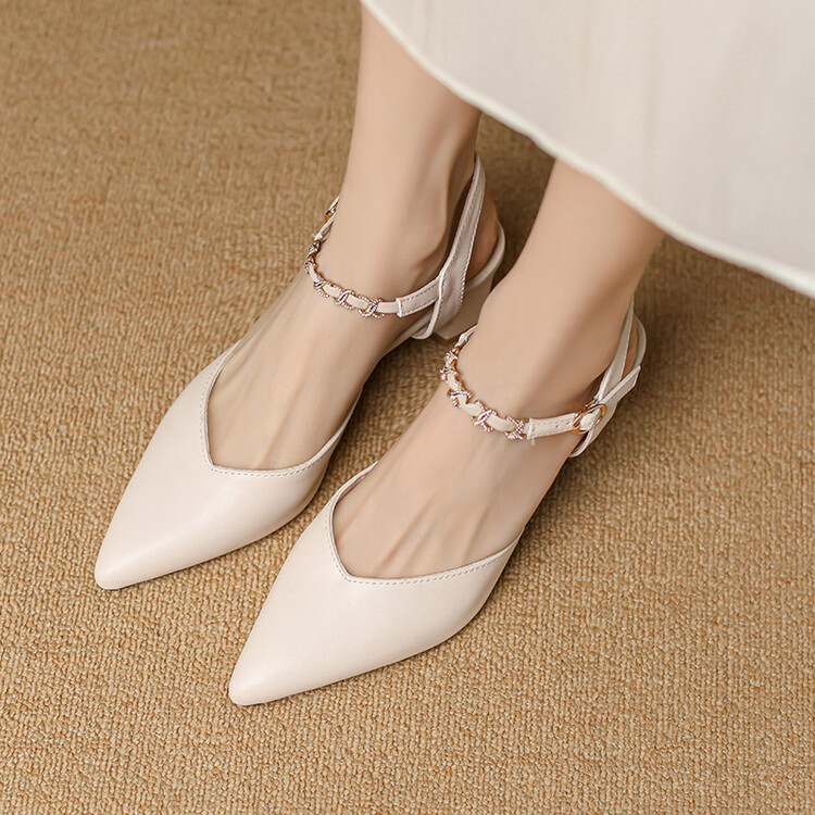 Women's Closed Toe High Heel Sandals - Beige Black