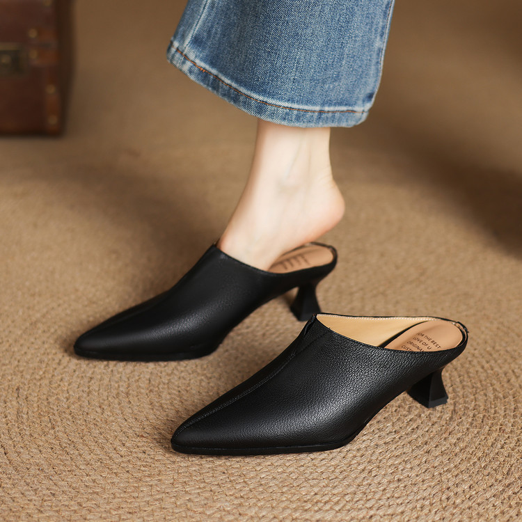 Women's Closed Toe Slippers with Chunky Heel and High Anti-Slip TPR Sole