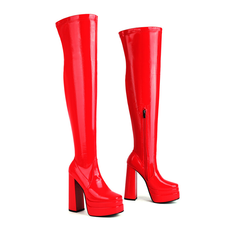 Women's Fashion Boots with Chunky High Heel and Side Zipper - Style i.html