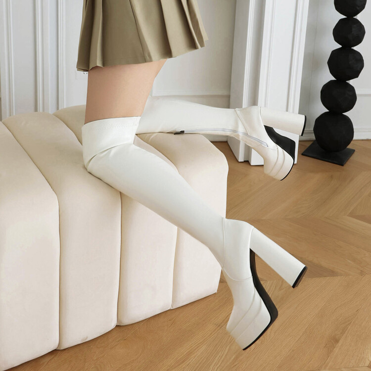 Women's Fashion Boots with Chunky High Heel and Side Zipper - Style i.html