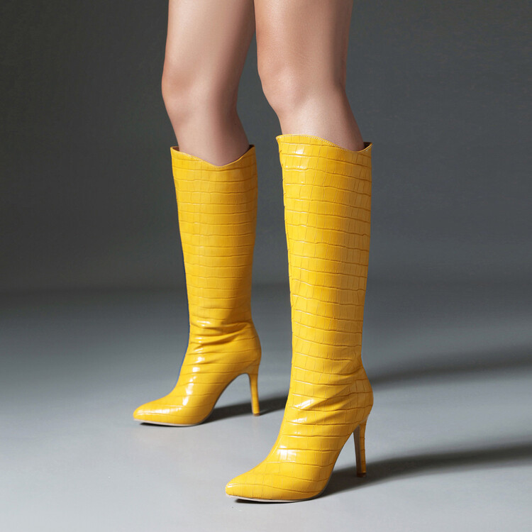 Women's Fashion High Heel Stiletto Boots with Back Zipper